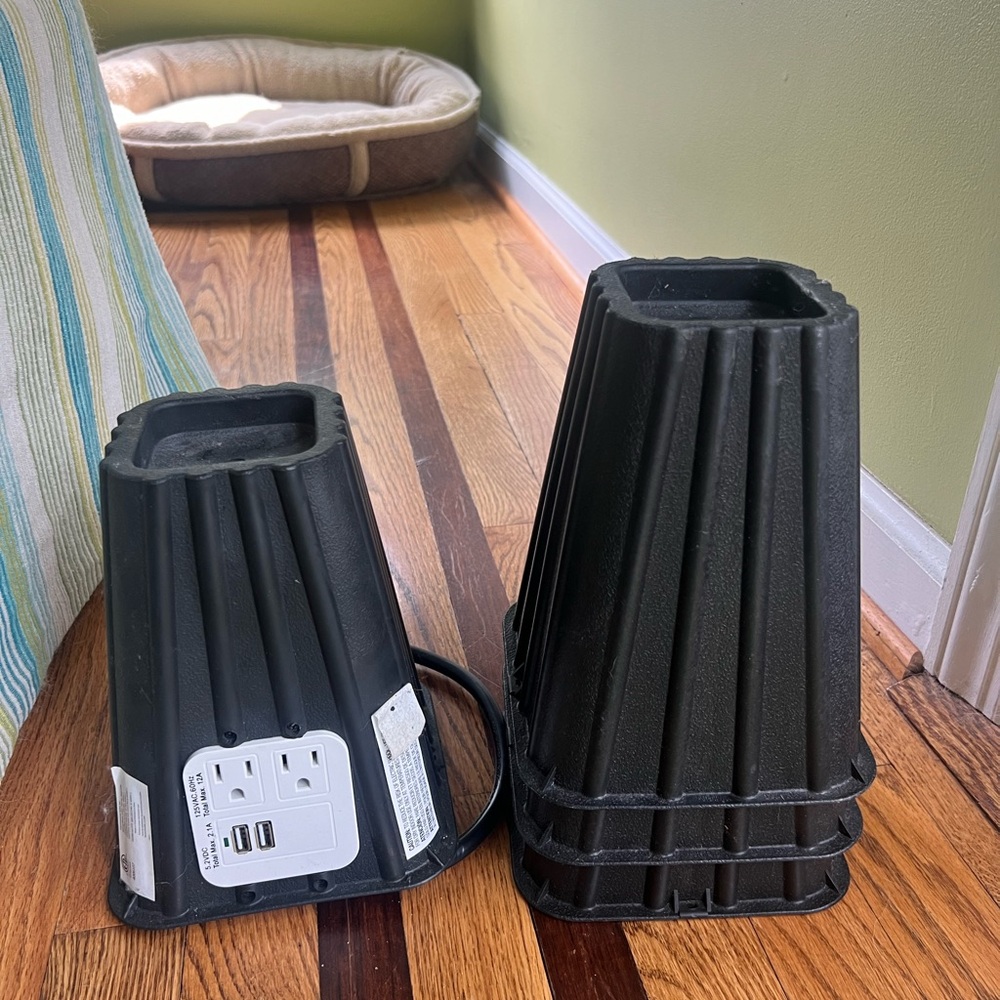 Bed Bath & Beyond Black Bed Risers with Power Outlet